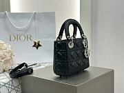 Mini Lady Dior Bag Black Silver Cannage Lamskin - 17x15x7cm - 5