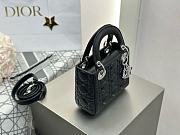 Mini Lady Dior Bag Black Silver Cannage Lamskin - 17x15x7cm - 2