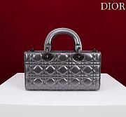 Dior Medium Lady D-Joy Bag Metallic Silver-Tone Cannage Calfskin - 26x13.5x5cm - 3