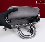 Dior Small Lady D-Joy Bag Metallic Silver-Tone Cannage Calfskin - 22x12x6cm - 5