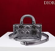 Dior Small Lady D-Joy Bag Metallic Silver-Tone Cannage Calfskin - 22x12x6cm - 4