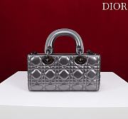 Dior Small Lady D-Joy Bag Metallic Silver-Tone Cannage Calfskin - 22x12x6cm - 3