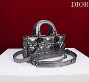 Dior Small Lady D-Joy Bag Metallic Silver-Tone Cannage Calfskin - 22x12x6cm - 2