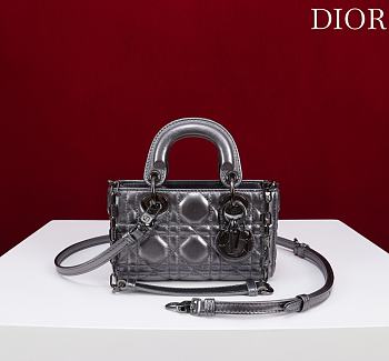 Dior Lady D-Joy Micro Bag Metallic Silver-Tone Cannage Lambskin - 16x9x5cm