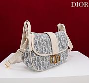 Medium 30 Montaigne Satchel Bag Blue Dior Oblique Chambray with Raffia Effect and Light Biscuit Smooth Calfskin - 24x17x9cm - 5