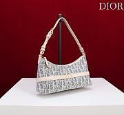 30 Montaigne Cigale Mini Bag Blue Dior Oblique Chambray with Raffia Effect and Light Biscuit Smooth Calfskin - 24x14x6.5cm - 6