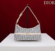 30 Montaigne Cigale Mini Bag Blue Dior Oblique Chambray with Raffia Effect and Light Biscuit Smooth Calfskin - 24x14x6.5cm - 4