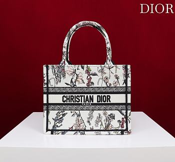 Small Dior Book Tote Beige Millefiori Embroidery - 26.5x22x14cm