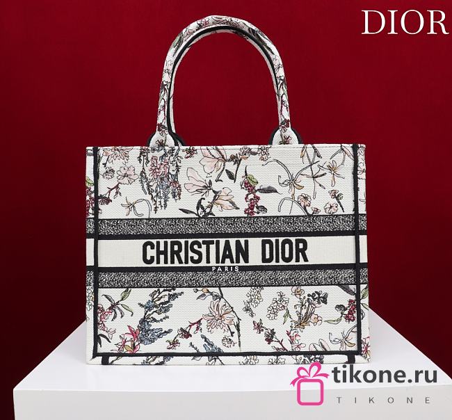 Medium Dior Book Tote Beige Millefiori Embroidery - 36x27.5x16.5cm - 1