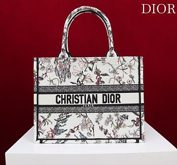 Medium Dior Book Tote Beige Millefiori Embroidery - 36x27.5x16.5cm