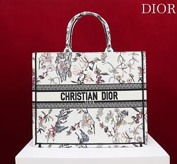 Large Dior Book Tote Beige Millefiori Embroidery - 42x35x18.5cm