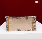 Dioriviera Small Dior Book Tote Beige and White Toile de Jouy Palms Embroidery - 26.5x22x14cm - 3