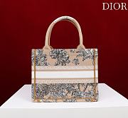 Dioriviera Small Dior Book Tote Beige and White Toile de Jouy Palms Embroidery - 26.5x22x14cm - 4