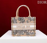 Dioriviera Small Dior Book Tote Beige and White Toile de Jouy Palms Embroidery - 26.5x22x14cm - 6