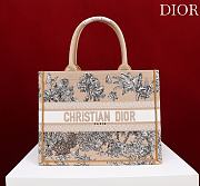 Dioriviera Medium Dior Book Tote Beige and White Toile de Jouy Palms Embroidery - 36x27.5x16.5cm - 4