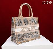Dioriviera Medium Dior Book Tote Beige and White Toile de Jouy Palms Embroidery - 36x27.5x16.5cm - 2