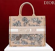 Dioriviera Large Dior Book Tote Beige and White Toile de Jouy Palms Embroidery - 42x35x18.5cm - 3