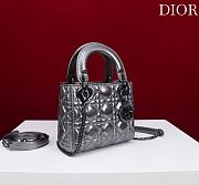 Mini Lady Dior Bag Metallic Silver-Tone Cannage Lamskin - 17x15x7cm - 2