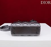 Mini Lady Dior Bag Metallic Silver-Tone Cannage Lamskin - 17x15x7cm - 4