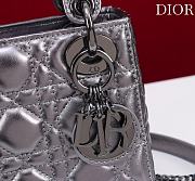 Mini Lady Dior Bag Metallic Silver-Tone Cannage Lamskin - 17x15x7cm - 6