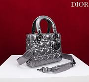 Small Lady Dior Bag Metallic Silver-Tone Cannage Lamskin - 20x18x8cm - 5