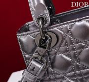Small Lady Dior Bag Metallic Silver-Tone Cannage Lamskin - 20x18x8cm - 2