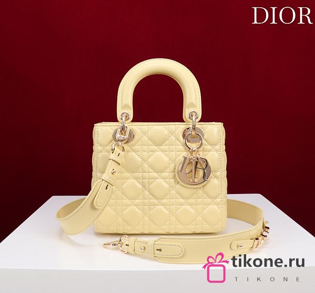 Small Lady Dior My ABCDior Bag Yellow Cannage Lambskin - 20x18x8cm - 1