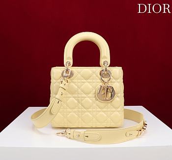 Small Lady Dior My ABCDior Bag Yellow Cannage Lambskin - 20x18x8cm