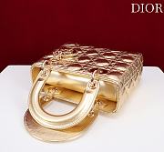 Small Lady Dior Bag Metallic Gold-Tone Cannage Lamskin - 20x18x8cm - 6