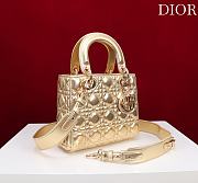 Small Lady Dior Bag Metallic Gold-Tone Cannage Lamskin - 20x18x8cm - 3