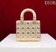 Small Lady Dior Bag Metallic Gold-Tone Cannage Lamskin - 20x18x8cm - 2