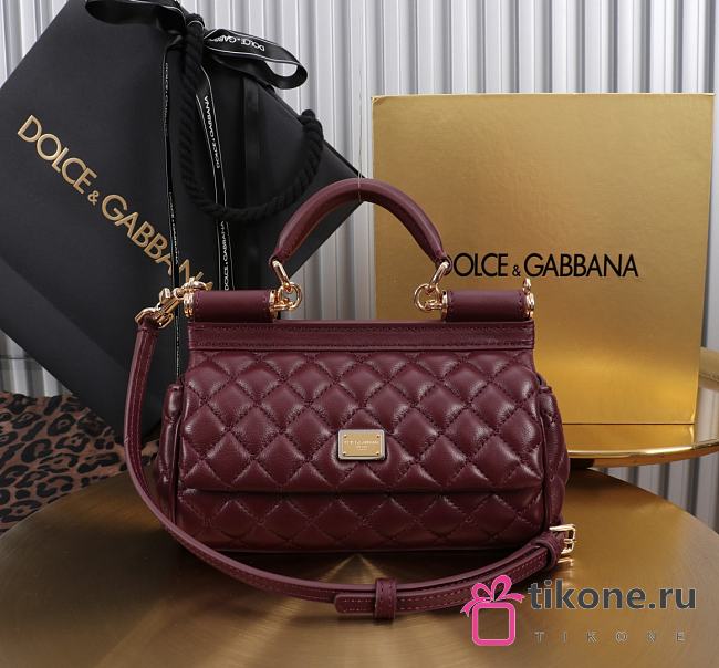 Dolce & Gabbana Small Sicily Handbag Burgundy - 19x13x6cm - 1
