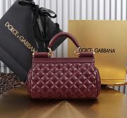 Dolce & Gabbana Small Sicily Handbag Burgundy - 19x13x6cm - 4