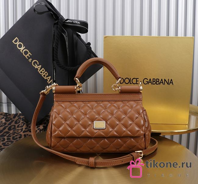 Dolce & Gabbana Small Sicily Handbag Brown - 19x13x6cm - 1