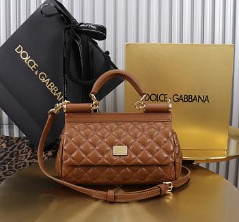 Dolce & Gabbana Small Sicily Handbag Brown - 19x13x6cm