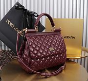 Dolce & Gabbana Medium Sicily Handbag Burgundy - 20x18.5x10cm - 2