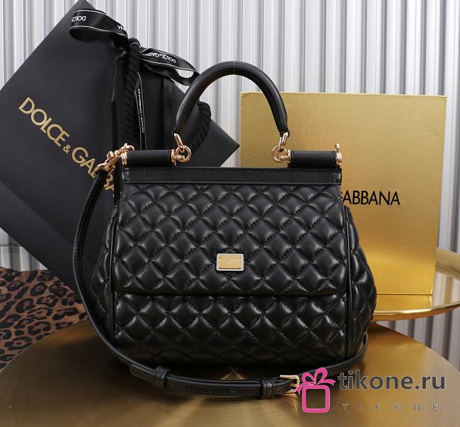 Dolce & Gabbana Medium Sicily Handbag Black - 20x18.5x10cm - 1