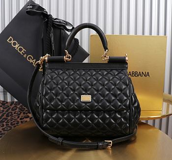 Dolce & Gabbana Medium Sicily Handbag Black - 20x18.5x10cm