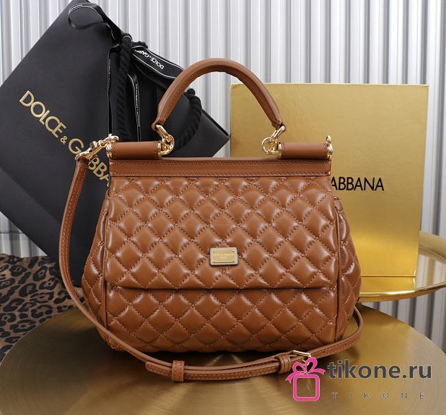 Dolce & Gabbana Medium Sicily Handbag Brown - 20x18.5x10cm - 1