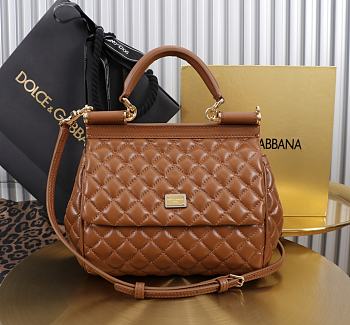 Dolce & Gabbana Medium Sicily Handbag Brown - 20x18.5x10cm