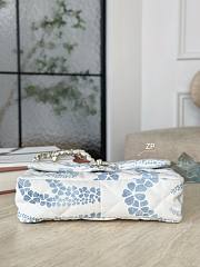 Chanel Flap Bag Printed Denim & Gold-Tone Metal White & Blue - 15x24x6.5cm - 3