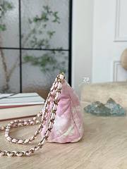 Chanel Large Hobo Bag Printed Denim & Gold-Tone Metal Light Pink & White - 15.5x29x7.5cm - 2