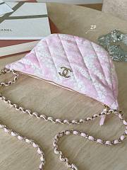 Chanel Large Hobo Bag Printed Denim & Gold-Tone Metal Light Pink & White - 15.5x29x7.5cm - 6