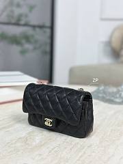 Chanel Lambskin Quilted Leather Mini Rectangluar Flap Bag With Light Gold Crystal & Heart Hardware Black - 19x11x7cm - 6