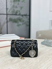 Chanel Lambskin Quilted Leather Mini Rectangluar Flap Bag With Light Gold Crystal & Heart Hardware Black - 19x11x7cm - 5