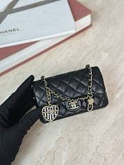 Chanel Lambskin Quilted Leather Mini Rectangluar Flap Bag With Light Gold Crystal & Heart Hardware Black - 19x11x7cm - 4