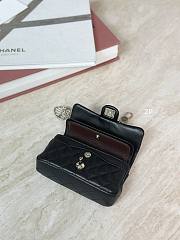 Chanel Lambskin Quilted Leather Mini Rectangluar Flap Bag With Light Gold Crystal & Heart Hardware Black - 19x11x7cm - 2