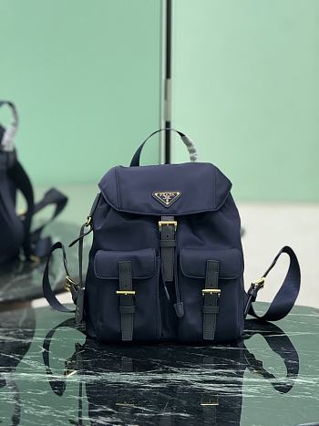 Prada Navy Small Re-nylon Backpack 1BZ677 - 28×23.5×12cm