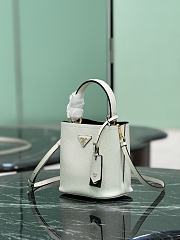 Small Saffiano Leather Prada Panier Bag Color 1BA217 White/Black - 18×17×10.5cm - 2