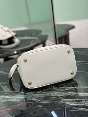 Medium Saffiano Leather Prada Panier Bag 1BA212 White/Black - 22x23x13cm - 4